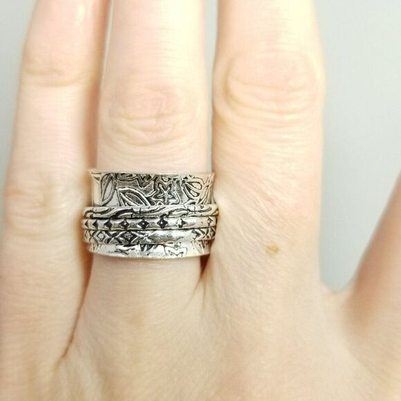 Vintage Wide Spinner Fidget ADHD Ring, Size 6 Band, 3/8 Inch Wide, Estate - Picture 6 of 7